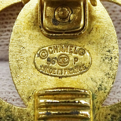 Chanel Earrings Ladies Brand Gold Coco Mark for Both Ears Large Logo Presence