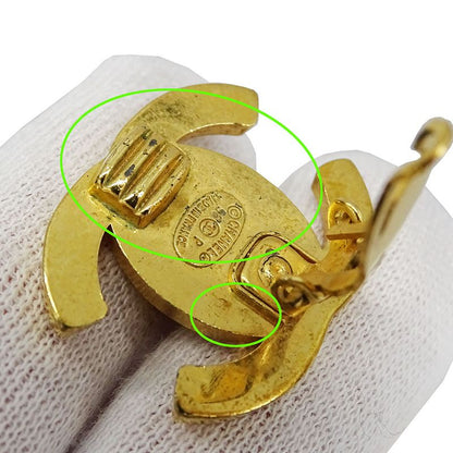 Chanel Earrings Ladies Brand Gold Coco Mark for Both Ears Large Logo Presence