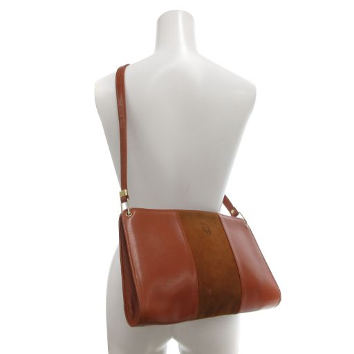 Christian DIOR Motif Shoulder Bag Logo Leather Suede Brown AE - GY47