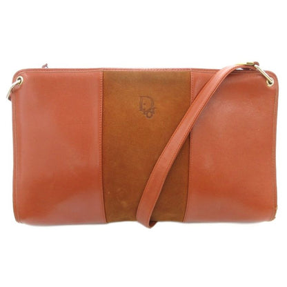 Christian DIOR Motif Shoulder Bag Logo Leather Suede Brown AE - GY47