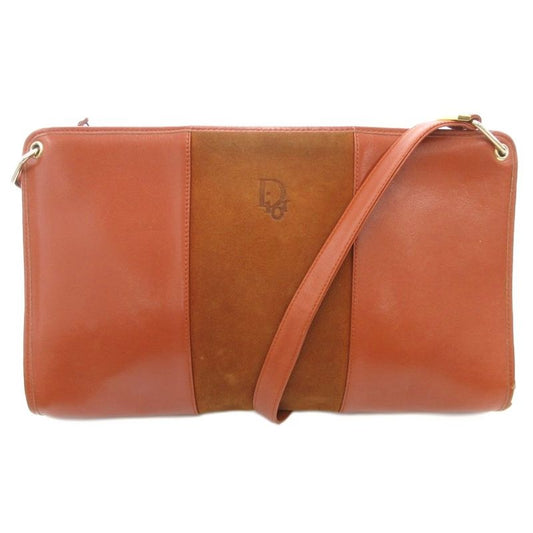 Christian DIOR Motif Shoulder Bag Logo Leather Suede Brown AE - GY47