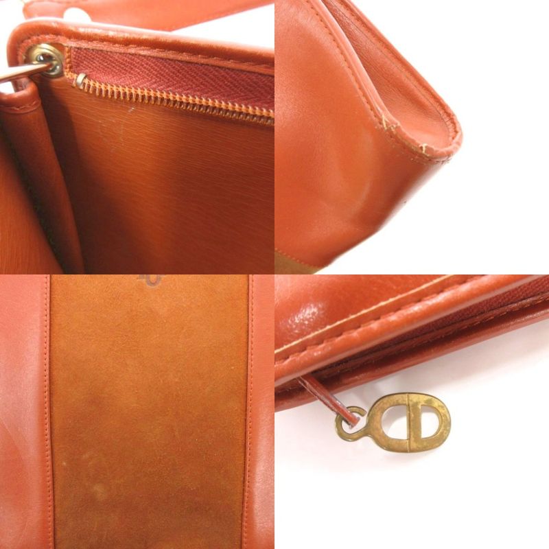 Christian DIOR Motif Shoulder Bag Logo Leather Suede Brown AE - GY47