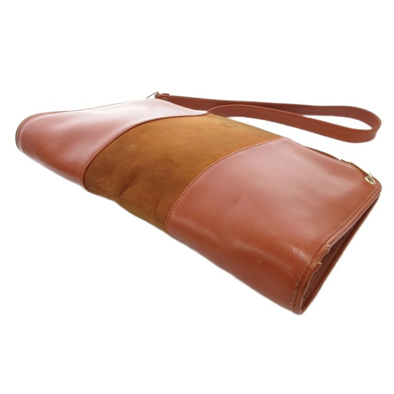 Christian DIOR Motif Shoulder Bag Logo Leather Suede Brown AE - GY47