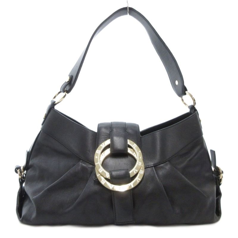 Bulgari Bvlgari Chandra Handbag One Shoulder Italian Leather Genuine Black AE -