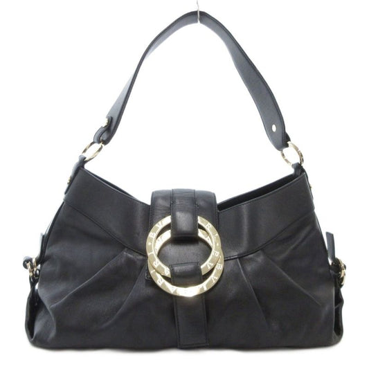 Bulgari Bvlgari Chandra Handbag One Shoulder Italian Leather Genuine Black AE -