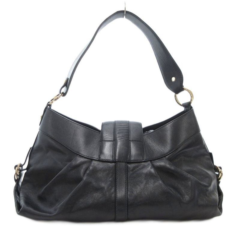 Bulgari Bvlgari Chandra Handbag One Shoulder Italian Leather Genuine Black AE -
