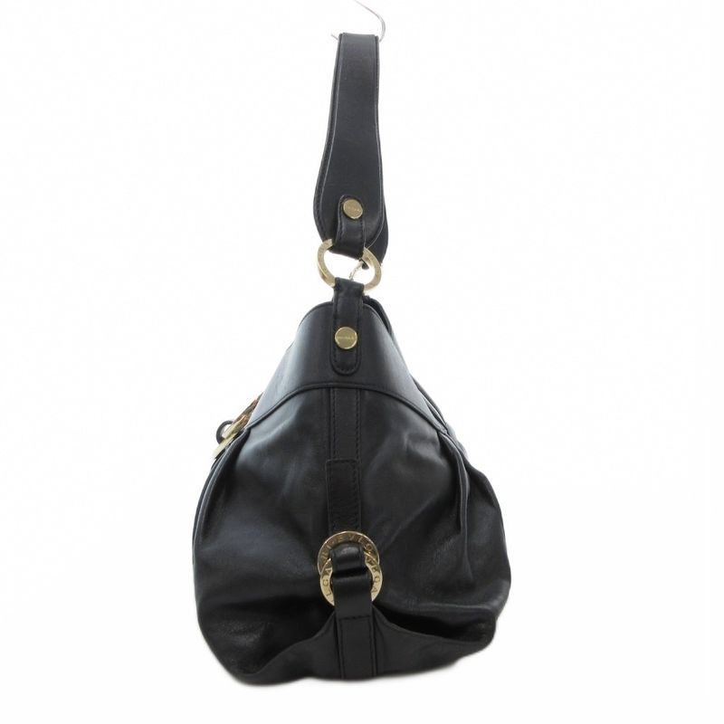 Bulgari Bvlgari Chandra Handbag One Shoulder Italian Leather Genuine Black AE -