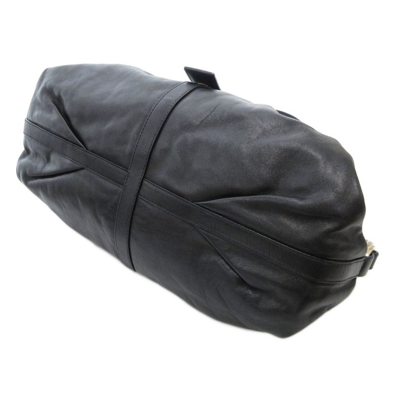 Bulgari Bvlgari Chandra Handbag One Shoulder Italian Leather Genuine Black AE -