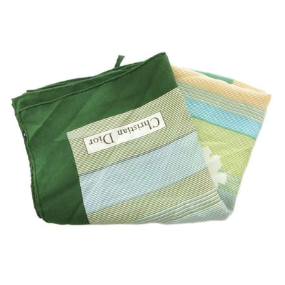 Christian DIOR Vintage Scarf Rose Pattern Floral Silk Green AE - GY47