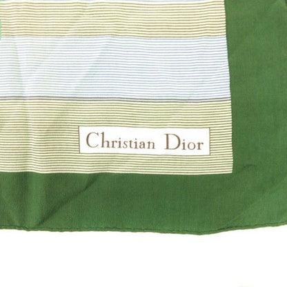 Christian DIOR Vintage Scarf Rose Pattern Floral Silk Green AE - GY47