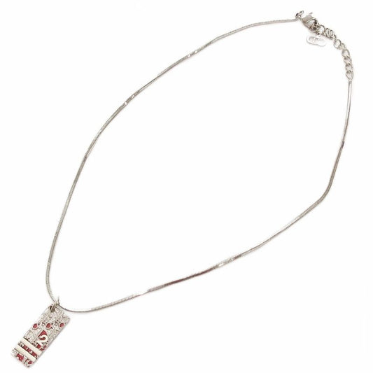 Christian DIOR Necklace Pendant Plate Trotter Silver Color AE - GY47