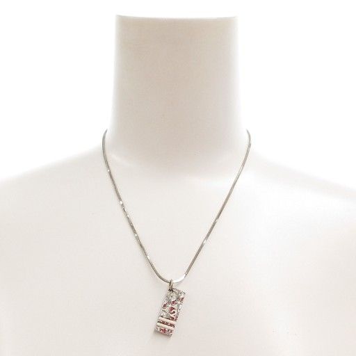 Christian DIOR Necklace Pendant Plate Trotter Silver Color AE - GY47