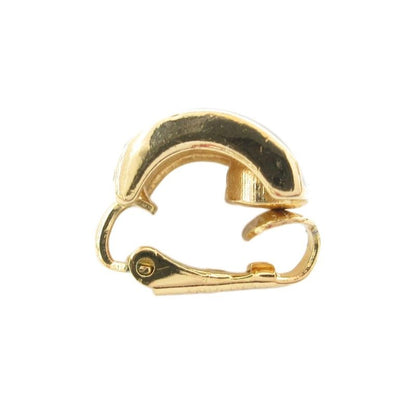 Christian DIOR Earrings Rhinestone Gold Color Black AE - GY47