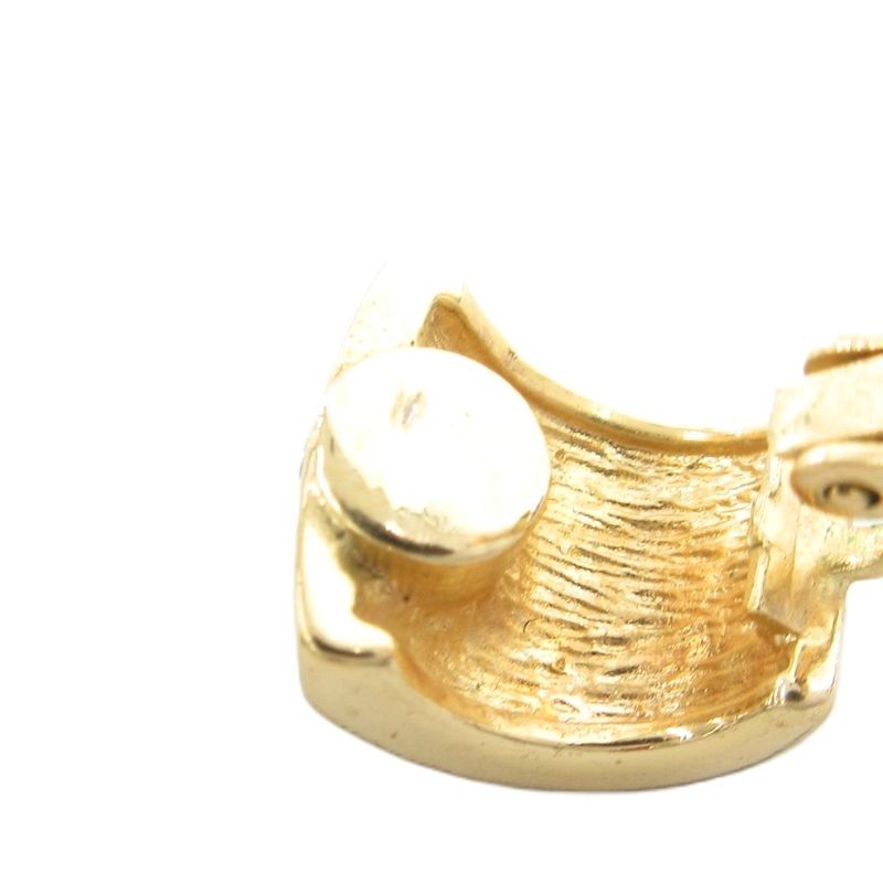 Christian DIOR Earrings Rhinestone Gold Color Black AE - GY47