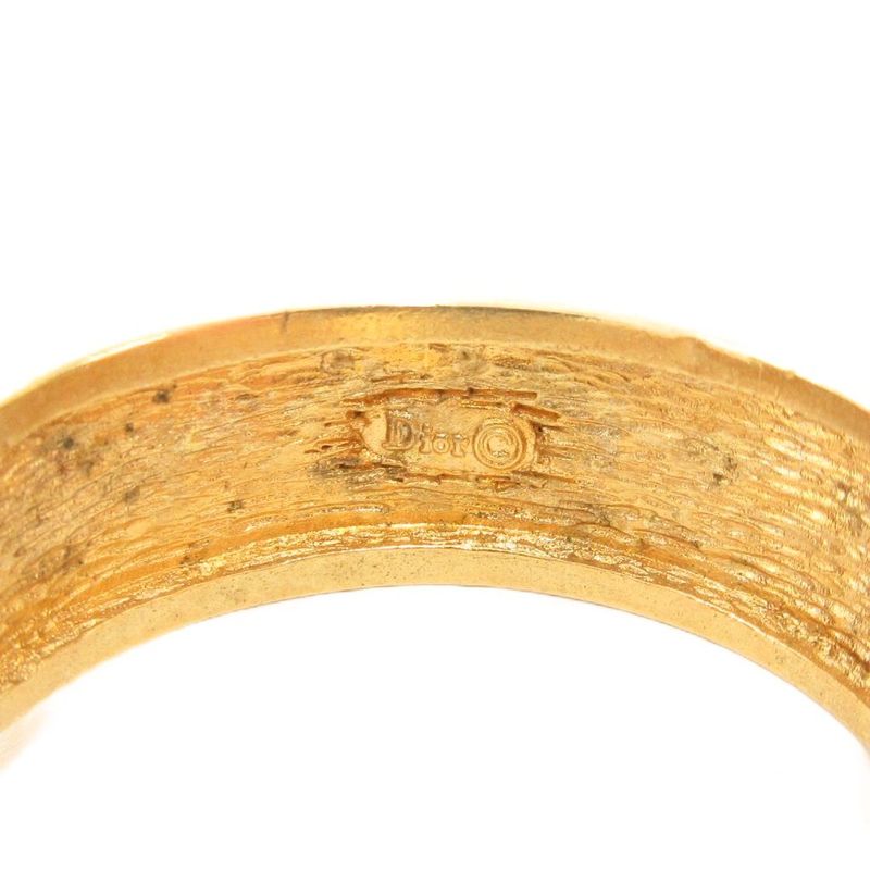 Christian DIOR Earring Trotter Hoop Logo Gold Color AE - GY47