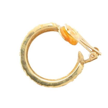 Christian DIOR Earring Trotter Hoop Logo Gold Color AE - GY47