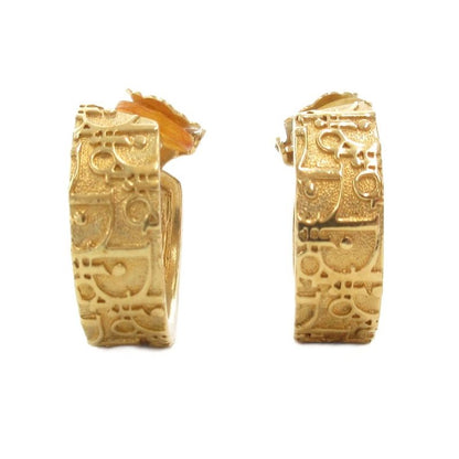Christian DIOR Earring Trotter Hoop Logo Gold Color AE - GY47