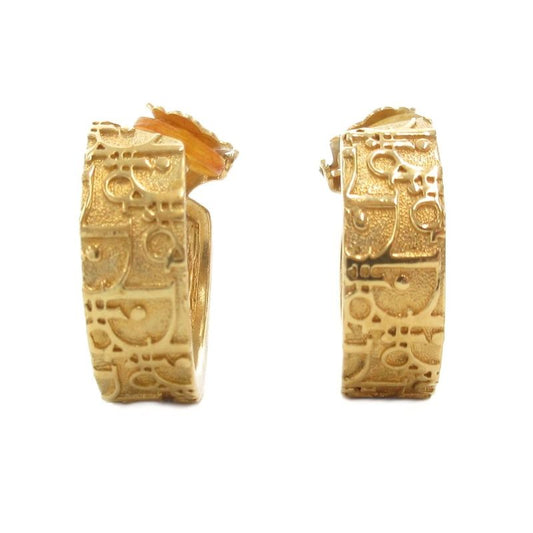 Christian DIOR Earring Trotter Hoop Logo Gold Color AE - GY47