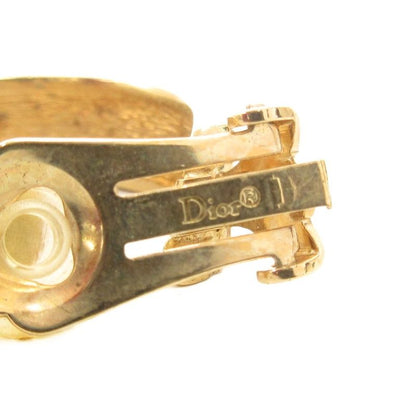 Christian DIOR Earring Trotter Hoop Logo Gold Color AE - GY47