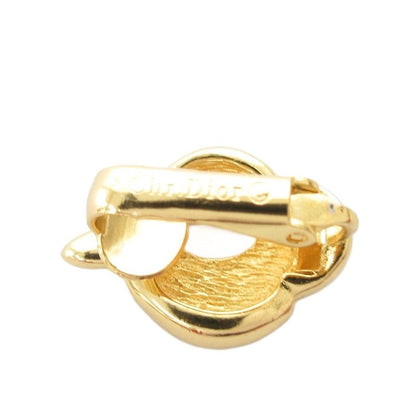 Christian DIOR Earring Rhinestone Clip Gold Color AE - GY47