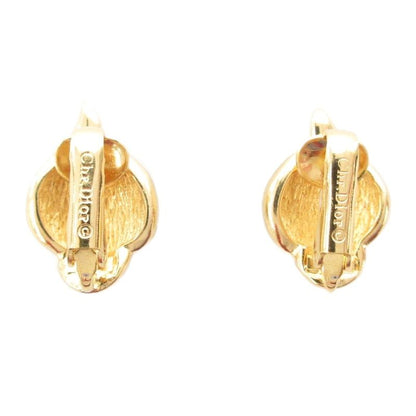 Christian DIOR Earring Rhinestone Clip Gold Color AE - GY47