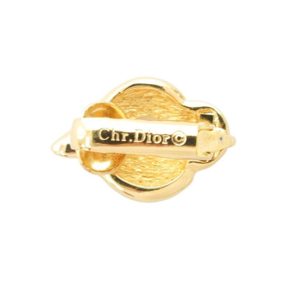 Christian DIOR Earring Rhinestone Clip Gold Color AE - GY47