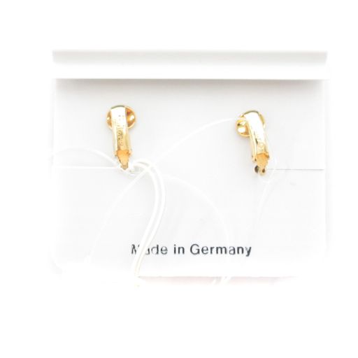 Christian DIOR Rhinestone Logo Teardrop Costume Earring Drop Shape Gold Color