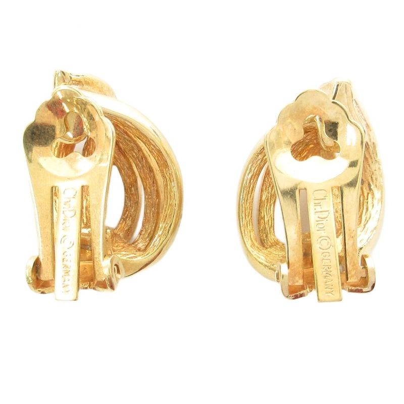 Christian DIOR Clip On Earring With Rhinestone Gold Color AE - GY47