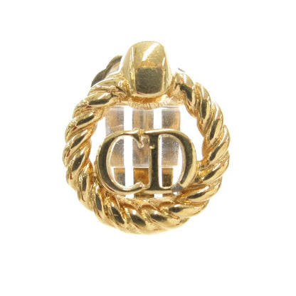 Christian DIOR Earring CD Logo Circle Gold Color AE - GY47
