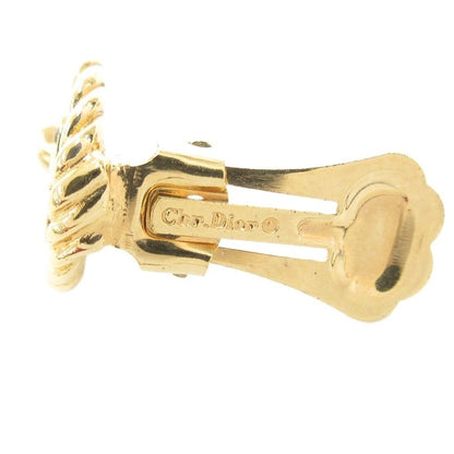 Christian DIOR Earring CD Logo Circle Gold Color AE - GY47