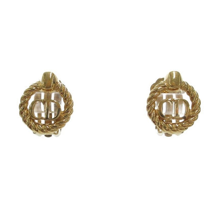 Christian DIOR Earring CD Logo Circle Gold Color AE - GY47