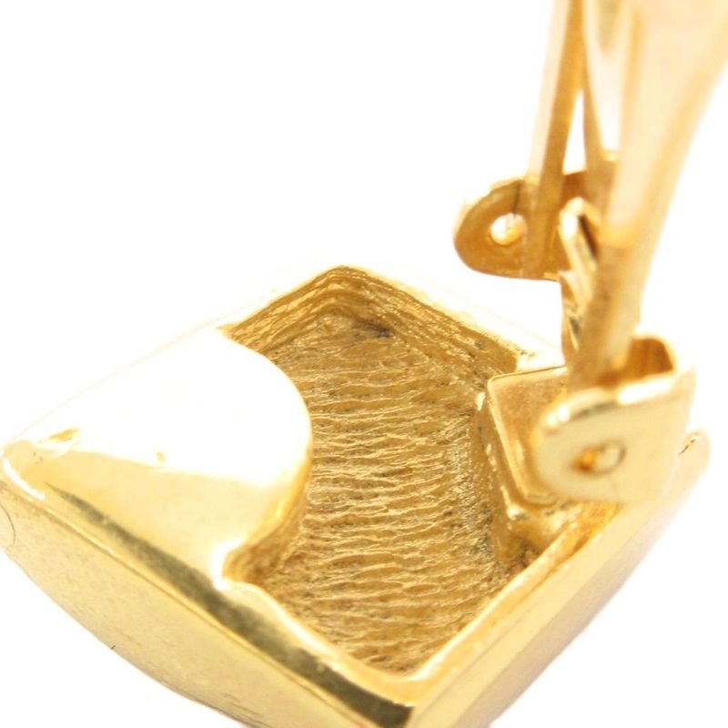 Christian DIOR Earring Rhombic Rhinestone Gold Color Blue AE - GY47