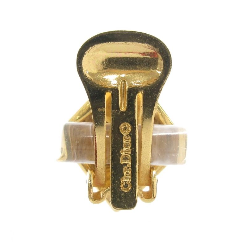 Christian DIOR Earring Rhombic Rhinestone Gold Color Blue AE - GY47