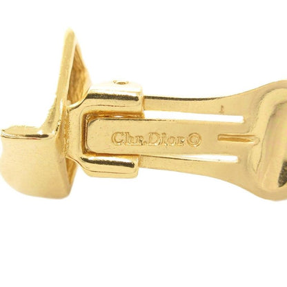 Christian DIOR Earring Rhombic Rhinestone Gold Color Blue AE - GY47