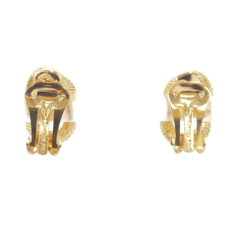 Christian DIOR Earrings Rhinestone 2 Chain Gold Color AE - GY47