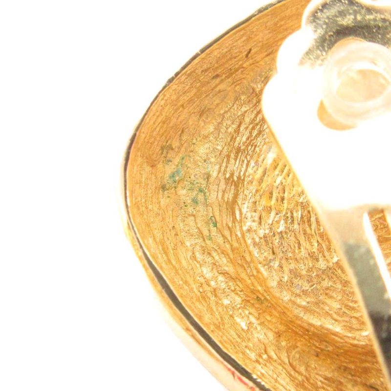 Christian DIOR Earring Faux Pearl Triangle Gold Color White AE - GY47