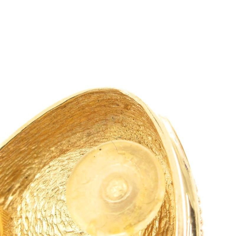 Christian DIOR Earring Faux Pearl Triangle Gold Color White AE - GY47