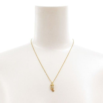 Christian DIOR Necklace Pendant CD Logo Zirconia Gold Color AE - GY47