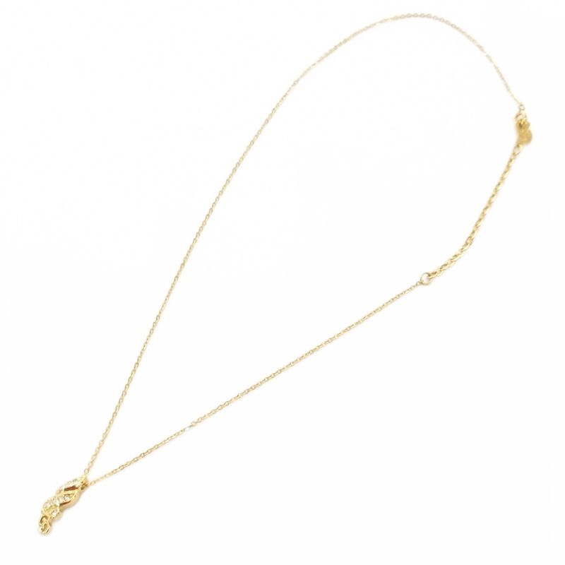 Christian DIOR Necklace Pendant CD Logo Zirconia Gold Color AE - GY47