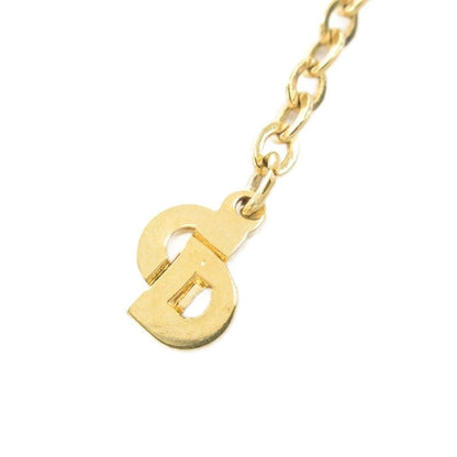 Christian DIOR Necklace Pendant CD Logo Zirconia Gold Color AE - GY47