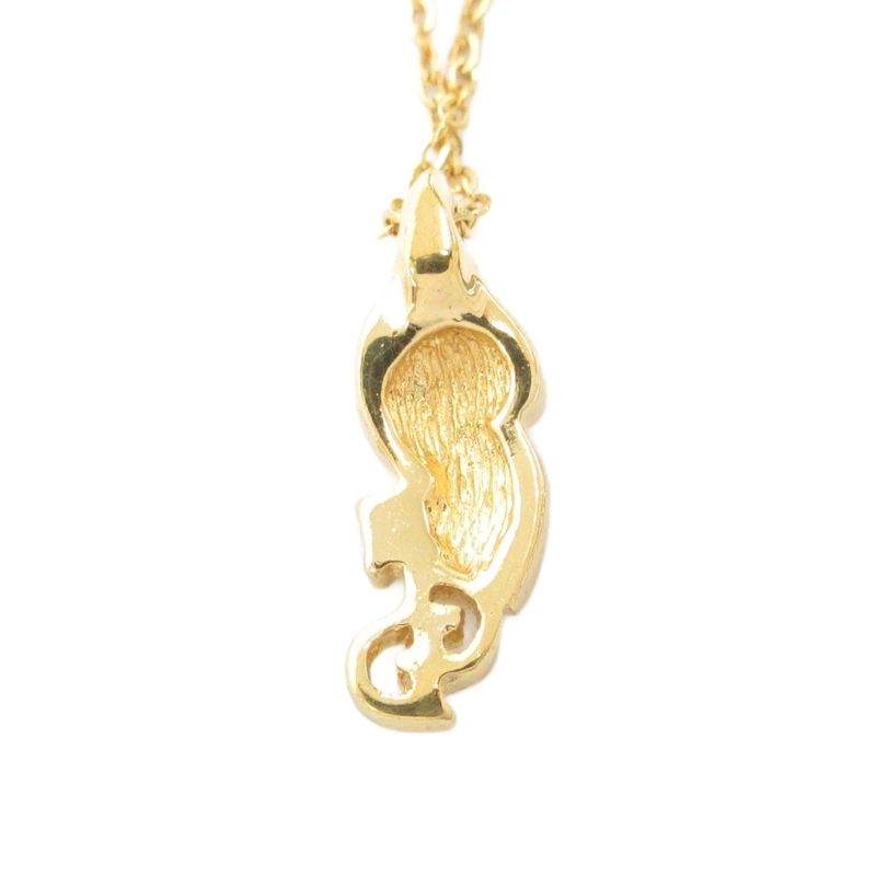Christian DIOR Necklace Pendant CD Logo Zirconia Gold Color AE - GY47