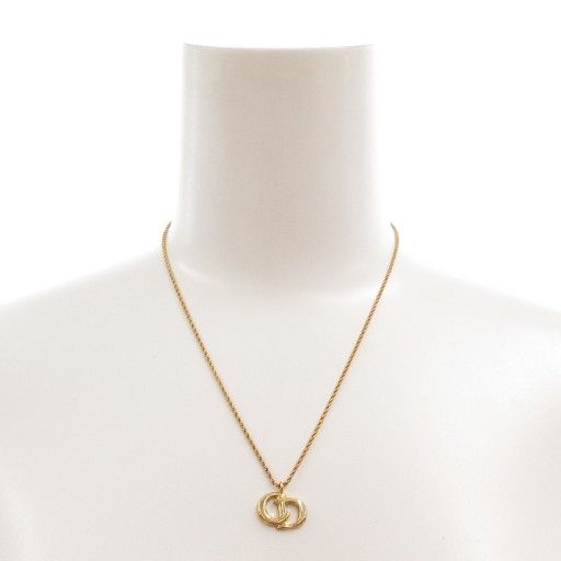 Christian DIOR Necklace Pendant CD Logo Gold Color AE - GY47