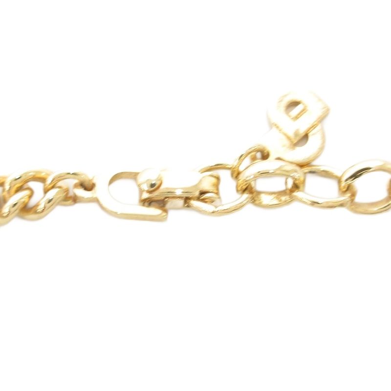 Christian DIOR Necklace Pendant 3strands Chain Gold Color Black AE - GY47