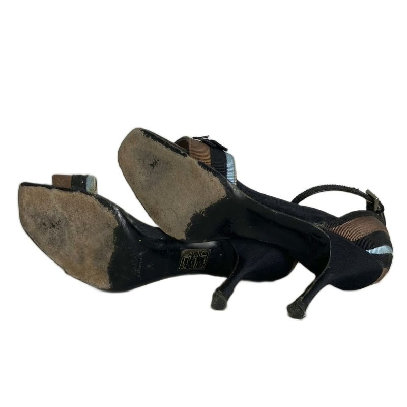 Prada Ribbon Strap Sandals Heels 35 22.5cm (8.86in) Black Women's