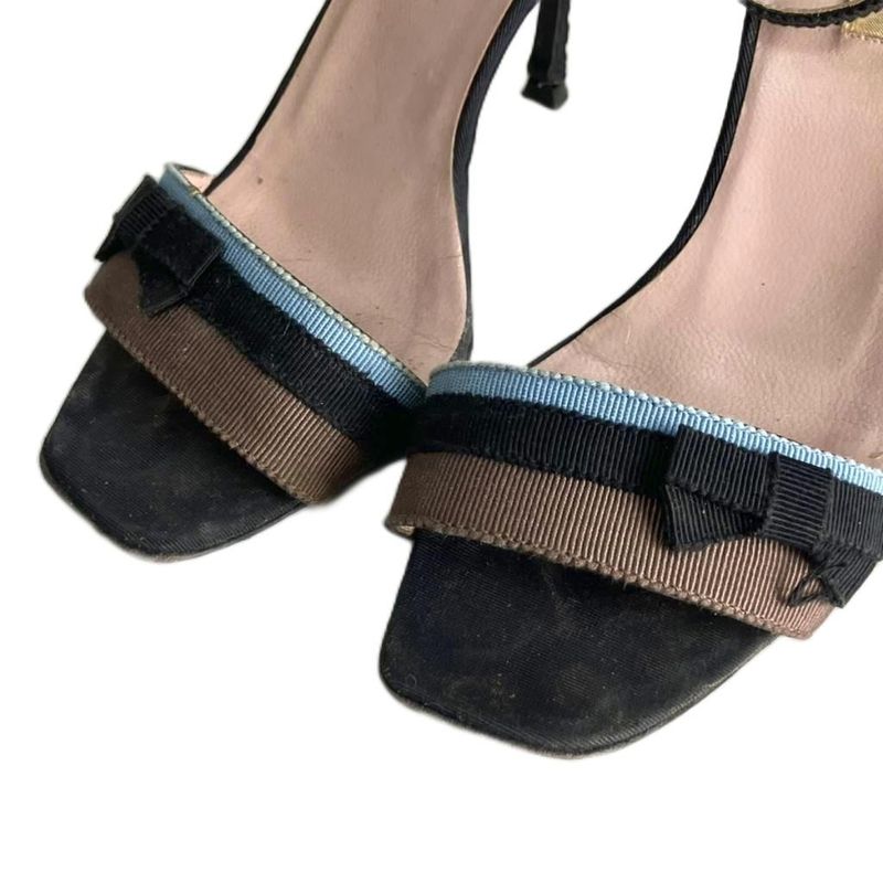 Prada Ribbon Strap Sandals Heels 35 22.5cm (8.86in) Black Women's