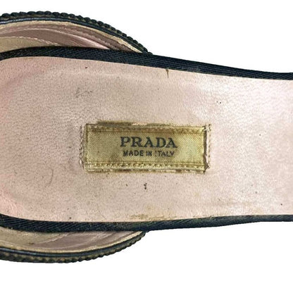 Prada Ribbon Strap Sandals Heels 35 22.5cm (8.86in) Black Women's