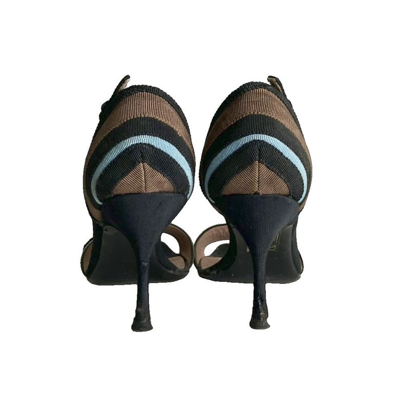 Prada Ribbon Strap Sandals Heels 35 22.5cm (8.86in) Black Women's