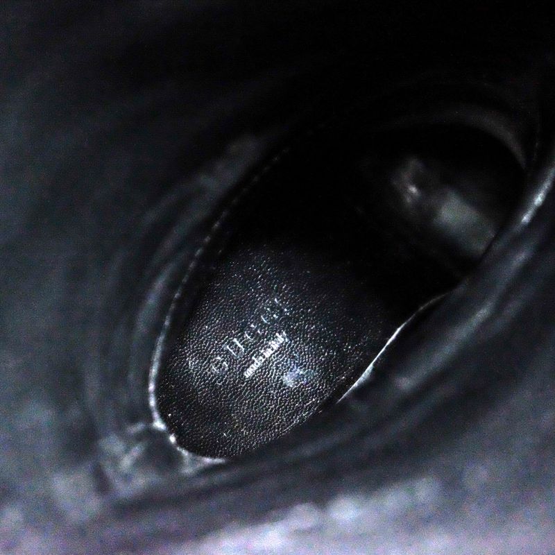 Gucci/Gucci Long Boots Shoes Women Leather Genuine Black Plain Toe Leather Sole