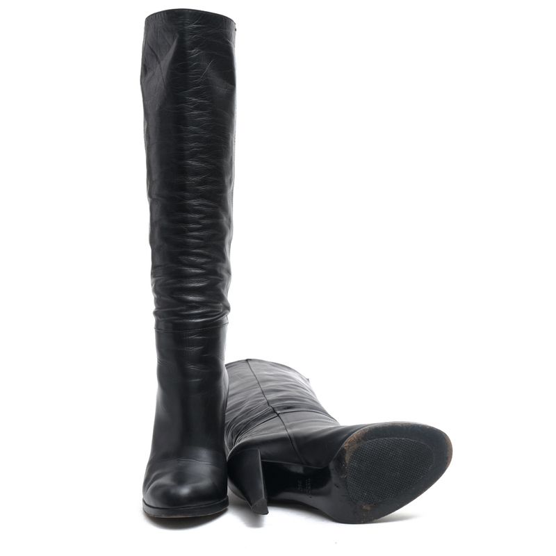 Gucci/Gucci Long Boots Shoes Women Leather Genuine Black Plain Toe Leather Sole