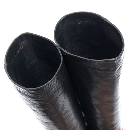 Gucci/Gucci Long Boots Shoes Women Leather Genuine Black Plain Toe Leather Sole